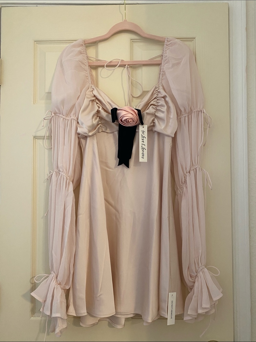 NWT For Love And Lemons Jillian Mini Dress in Pearl Pink
